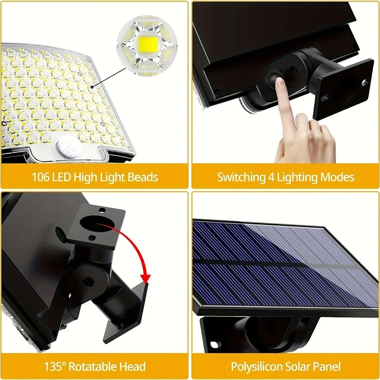106 LED Solar Motion Sensor Flood Light