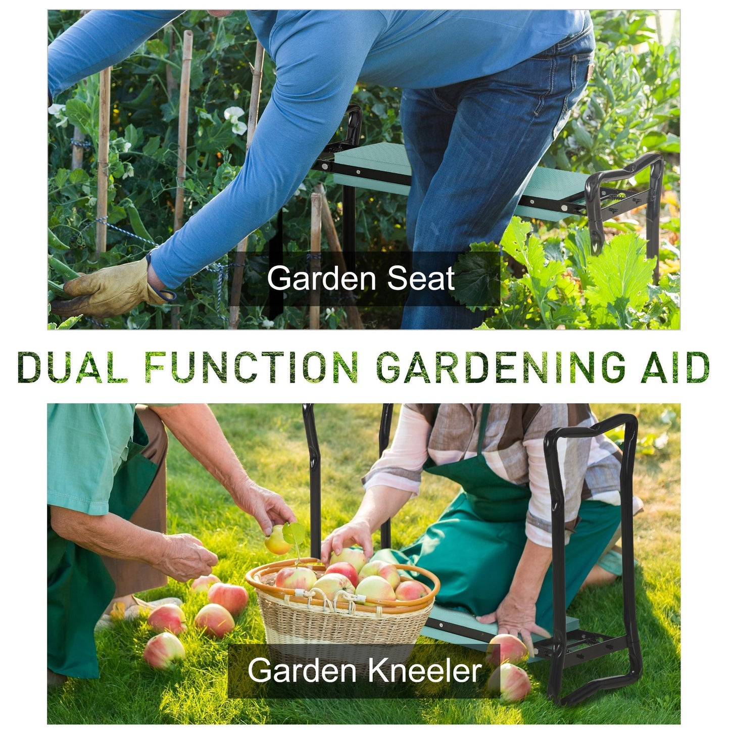 2-in-1 Folding Garden Kneeler and Seat with Tool Bag