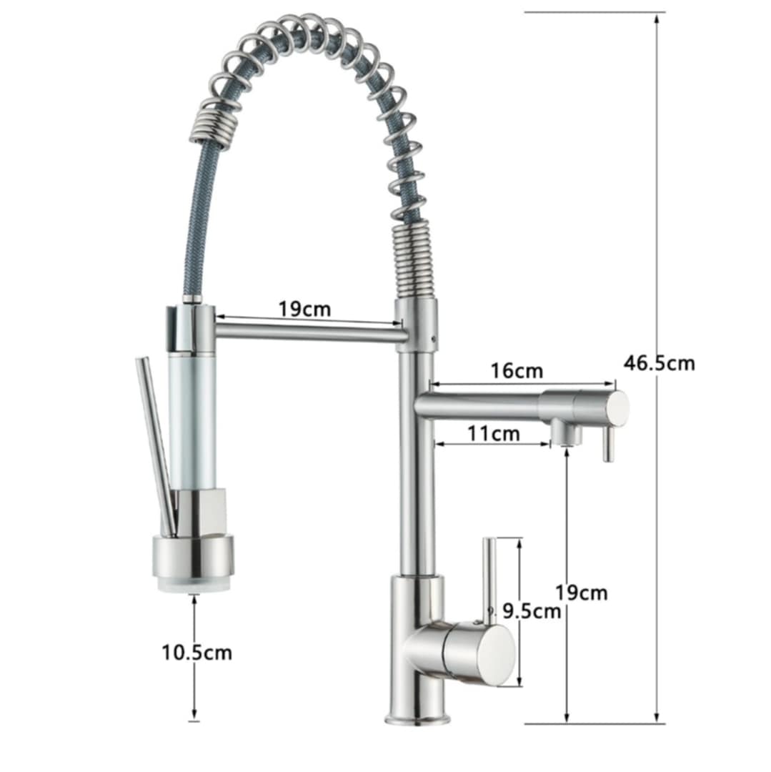 Rose Gold Spring Kitchen Tap | Pull-Down Dual Outlet Brass Mixer Faucet