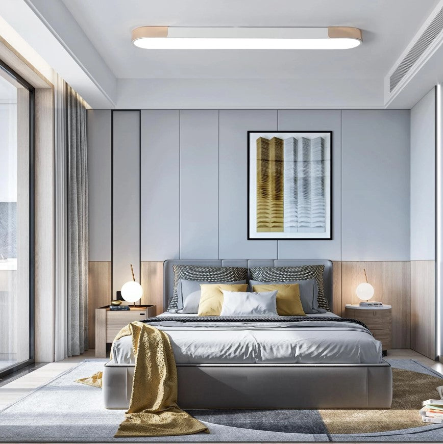 Modern LED Ceiling Light Dimmable with Remote Control Oval Light Black/Gold 100cm