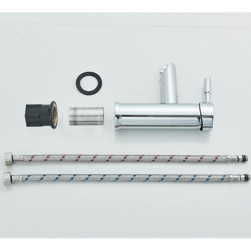 Cylindrical Chrome Basin Tap | Single Lever Brass Bathroom Mixer