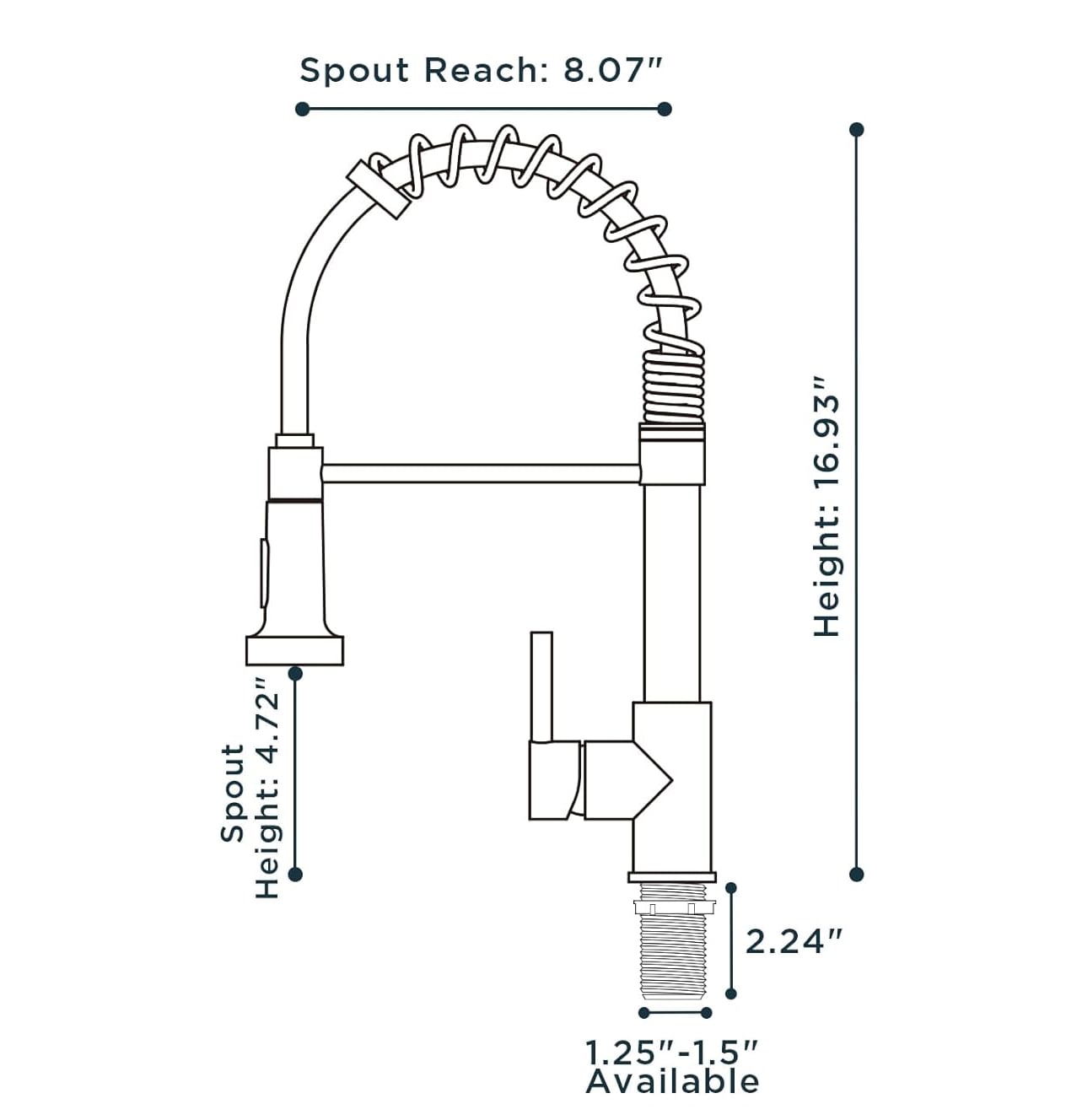 Industrial Spring Kitchen Tap | Pull-Down Spray Mixer | Chrome High-Arc Faucet