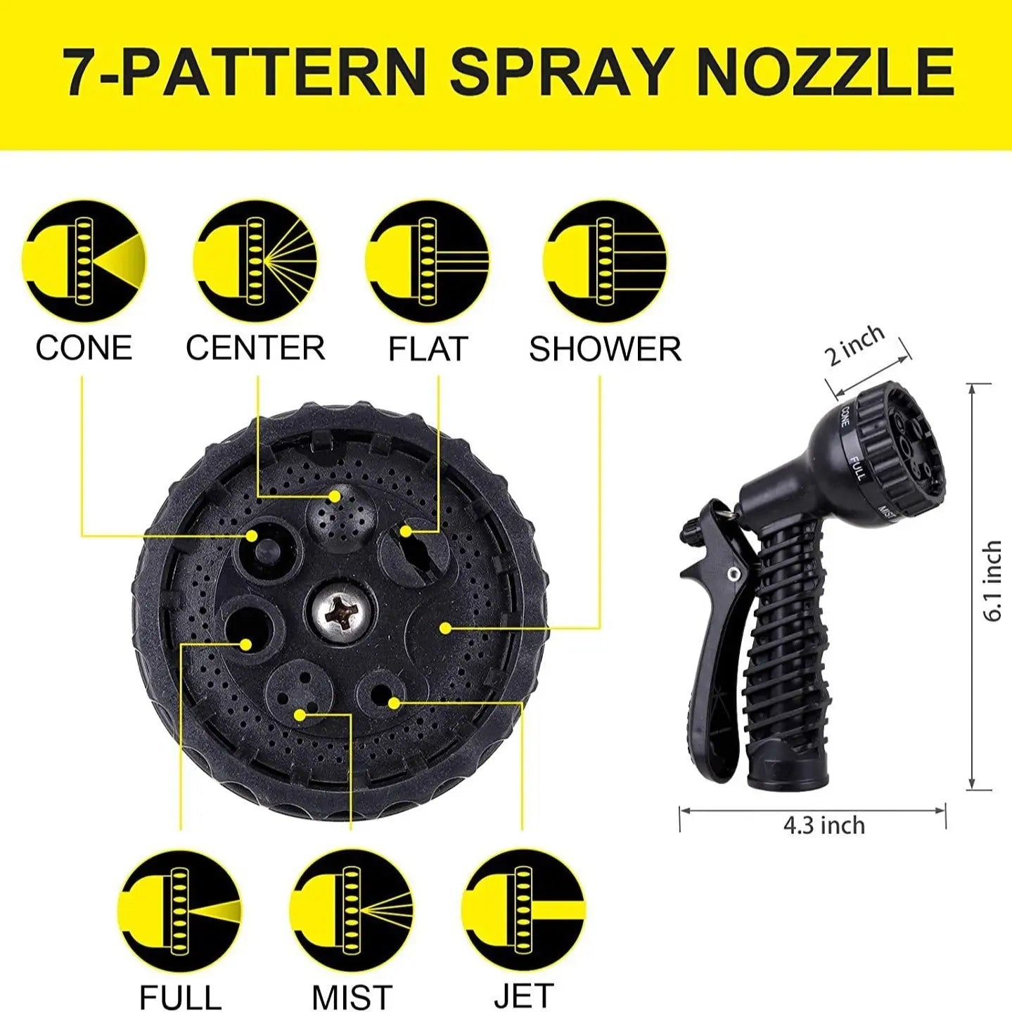 Flexible Stainless Steel Garden Hose with 10-Pattern Spray Nozzles
