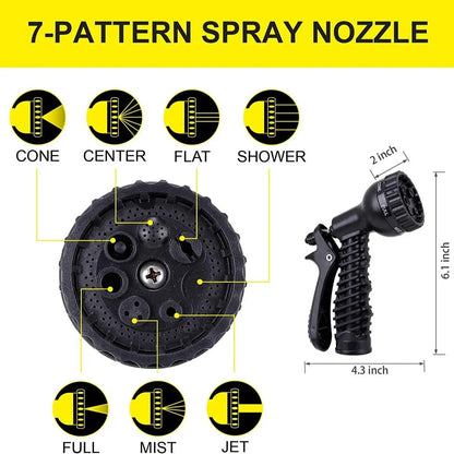 Flexible Stainless Steel Garden Hose with 10-Pattern Spray Nozzles
