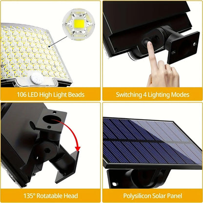 106 LED Solar Motion Sensor Flood Light