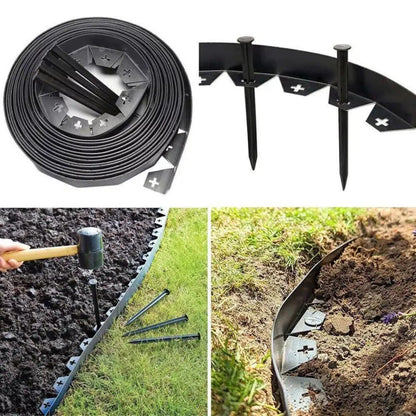 10m Flexible Black Lawn Edging Kit With 30 Stakes