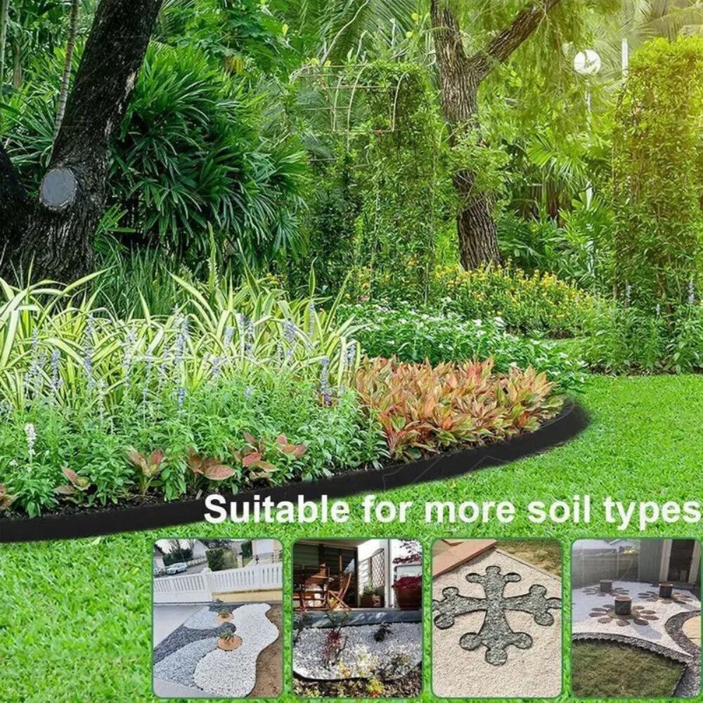 10m Flexible Black Lawn Edging Kit With 30 Stakes