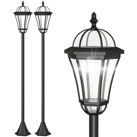 1.3m Solar Lamp Post Set (2 Pcs) - Outdoor Pathway Lighting