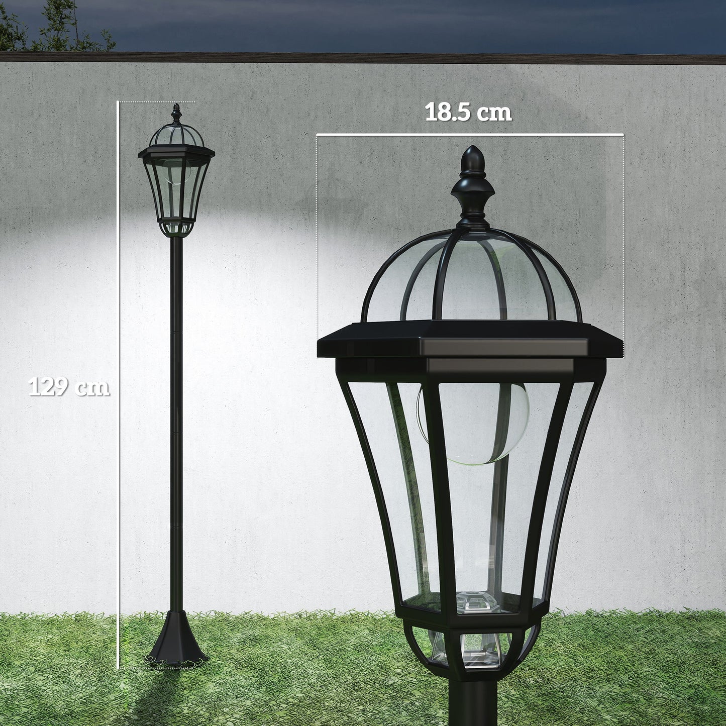 1.3m Solar Lamp Post Set (2 Pcs) - Outdoor Pathway Lighting