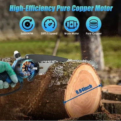2-in-1 Cordless Pole Saw & Adjustable Length Chainsaw with Auto Oiler Safety Switch For Wood Cutting - 2Pcs 21V 3.0Ah Batteries Included