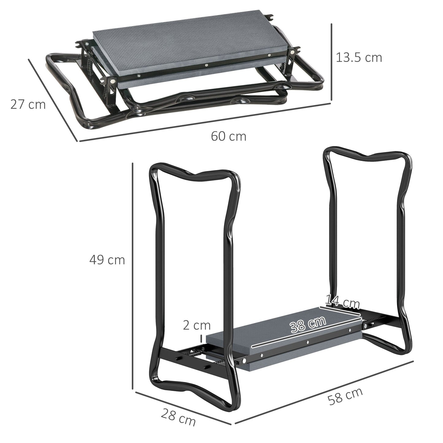 2-in-1 Foldable Garden Kneeler and Seat with Foam Pad and Tool Bag