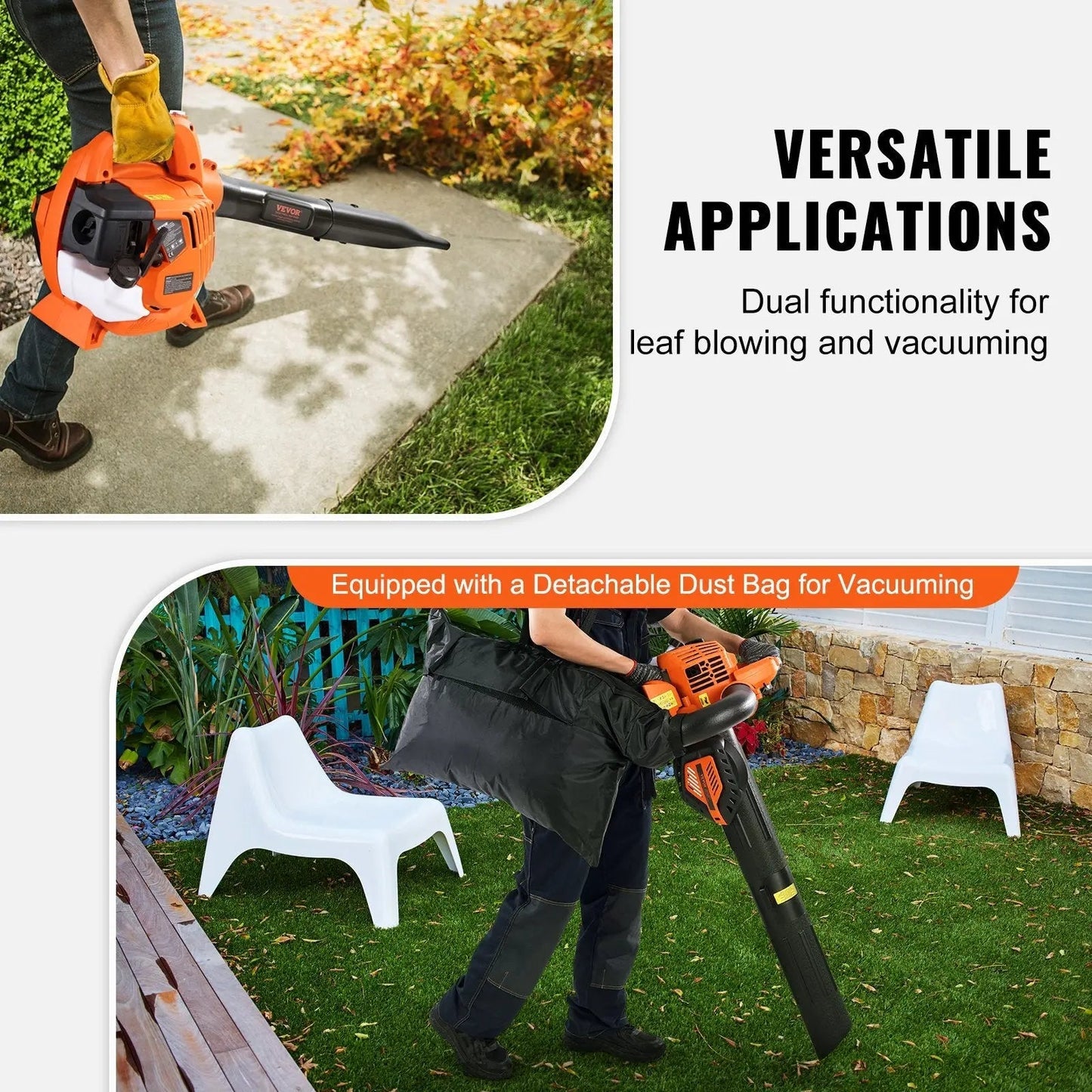 2 in 1 High Performance Leaf Blower and Vacuum – 26CC 2-Cycle 2-in-1 Blower & Vacuum Lawn Care Tool for Leaves & Snow