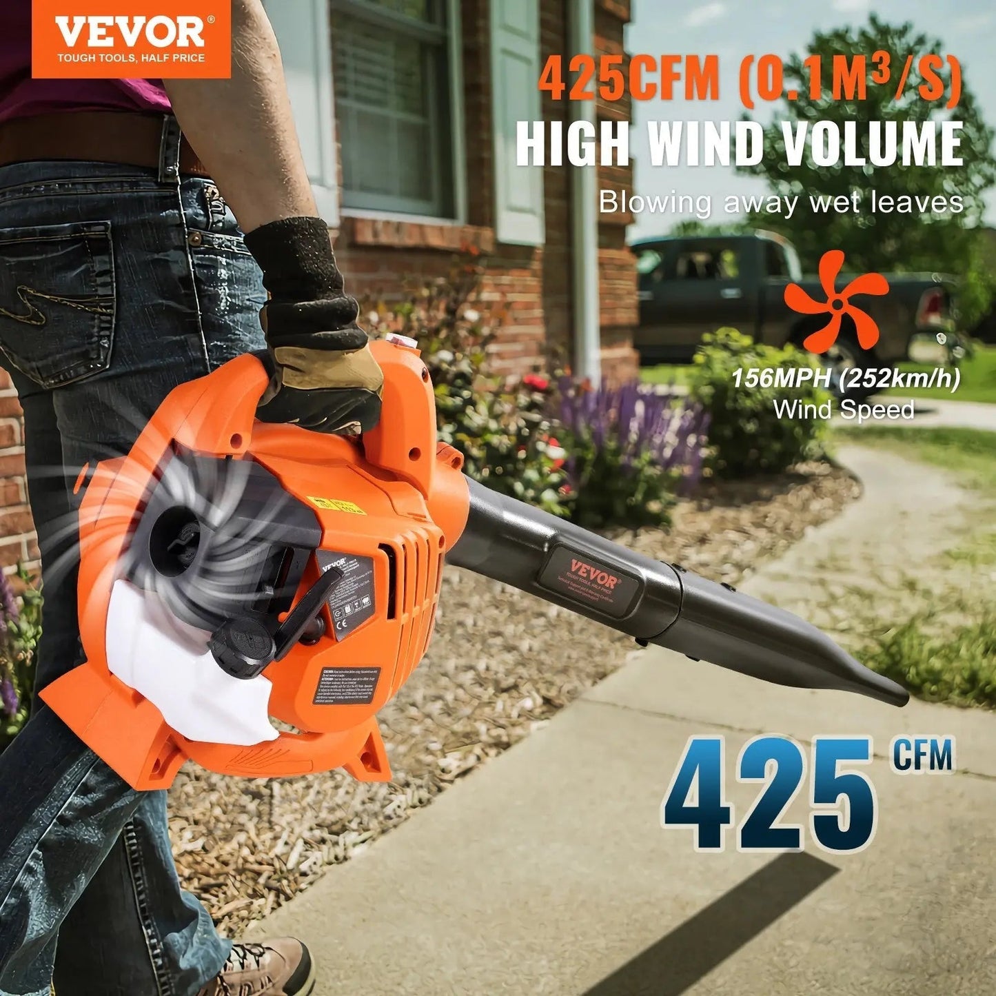 2 in 1 High Performance Leaf Blower and Vacuum – 26CC 2-Cycle 2-in-1 Blower & Vacuum Lawn Care Tool for Leaves & Snow