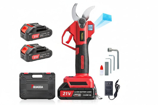 21V Cordless Electric Pruning Shears 28mm with 2 Batteries