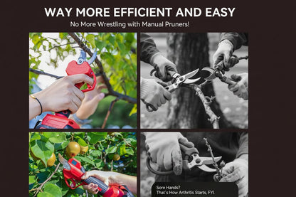 21V Cordless Electric Pruning Shears 28mm with 2 Batteries