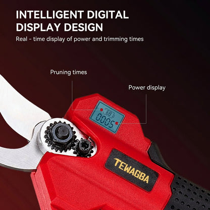 21V Cordless Electric Pruning Shears 28mm with 2 Batteries