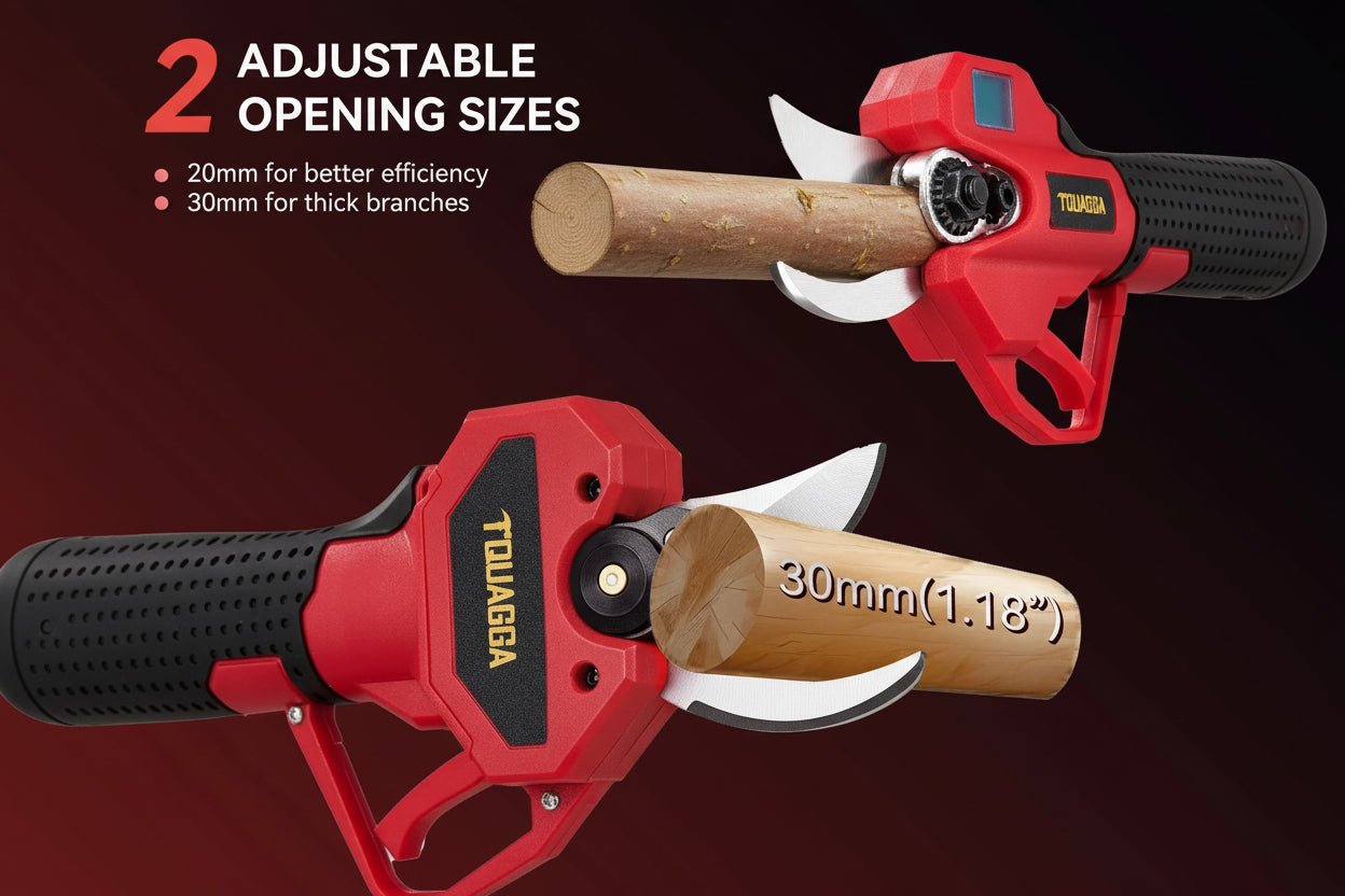 21V Cordless Electric Pruning Shears 28mm with 2 Batteries