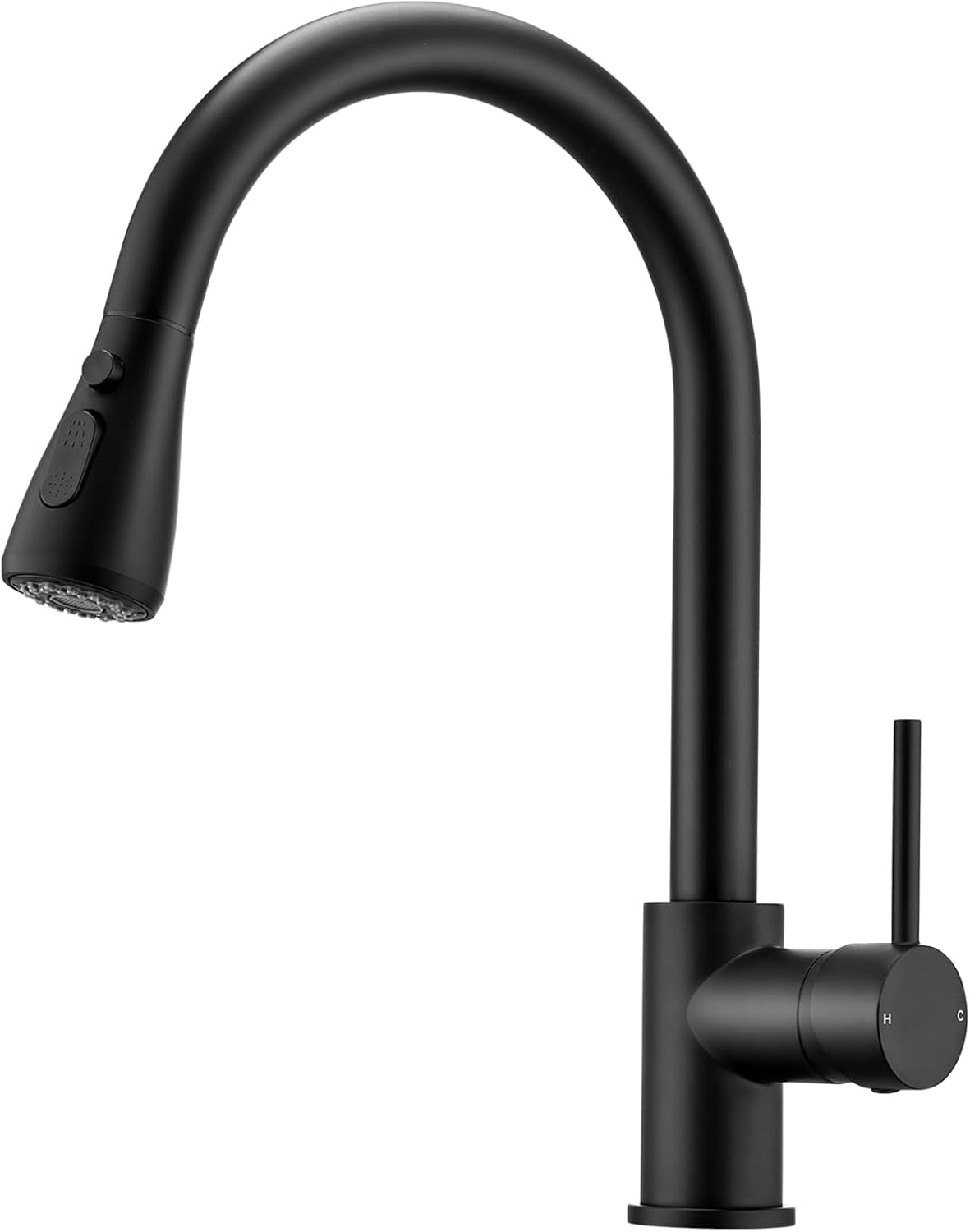 Modern Pull-Down Kitchen Tap | Dual Spray Brass Mixer | Black & Gold Faucet