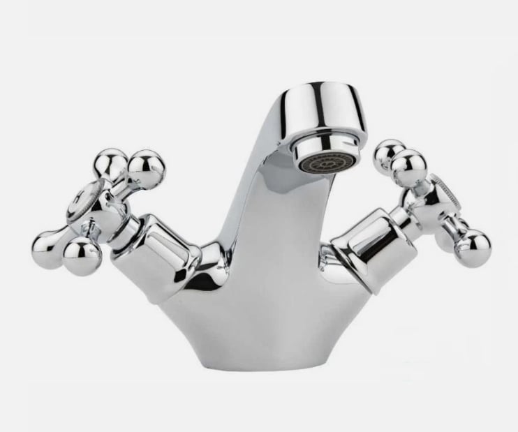 Chrome Cross Handle Basin Tap | Dual Lever Brass Mixer | Classic Bathroom Tap