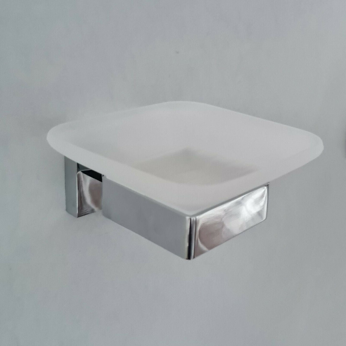Modern Bathroom Soap Holder Glass Soap Chrome Dish & Holder Wall Mounted Accessory