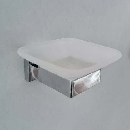 Modern Bathroom Soap Holder Glass Soap Chrome Dish & Holder Wall Mounted Accessory