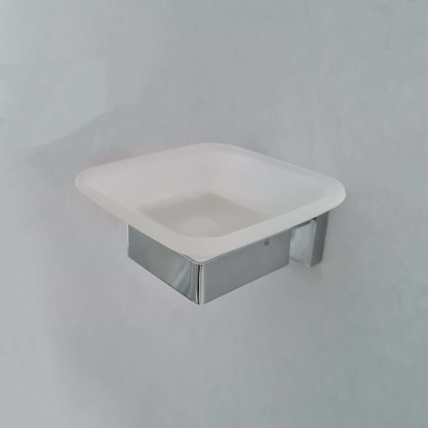 Modern Bathroom Soap Holder Glass Soap Chrome Dish & Holder Wall Mounted Accessory