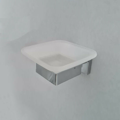 Modern Bathroom Soap Holder Glass Soap Chrome Dish & Holder Wall Mounted Accessory