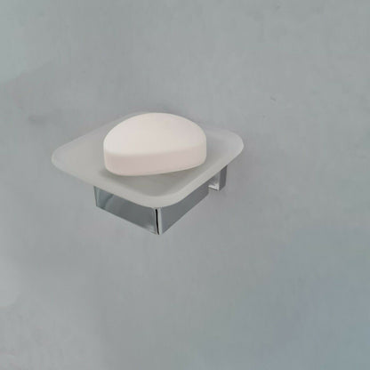 Modern Bathroom Soap Holder Glass Soap Chrome Dish & Holder Wall Mounted Accessory
