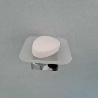 Modern Bathroom Soap Holder Glass Soap Chrome Dish & Holder Wall Mounted Accessory
