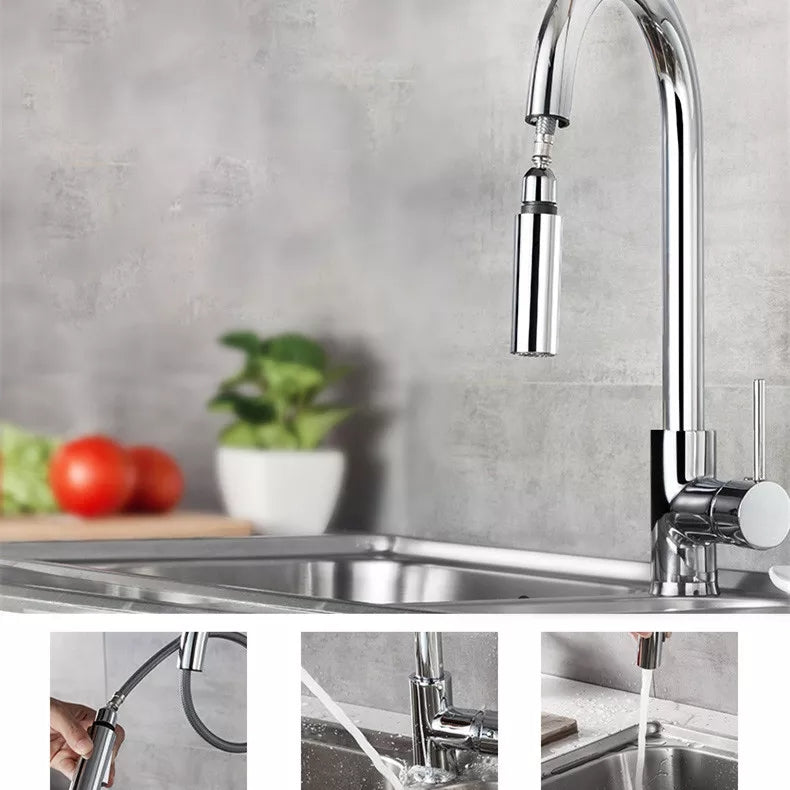 Kitchen Tap Chrome Finish Swivel Kitchen Faucet Pull Out Sprayer Mixer Tap