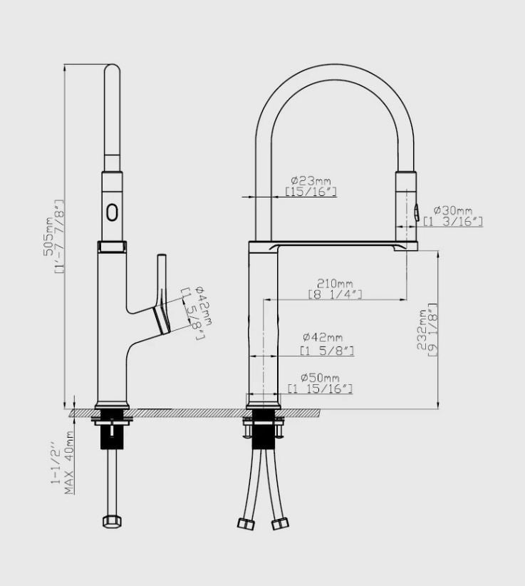 Modern Pull-Down Kitchen Faucet with Flexible Hose Chrome Tap