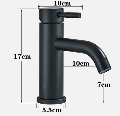 Round Matte Black Basin Tap | Single Lever Brass Mono Mixer | Waste Included