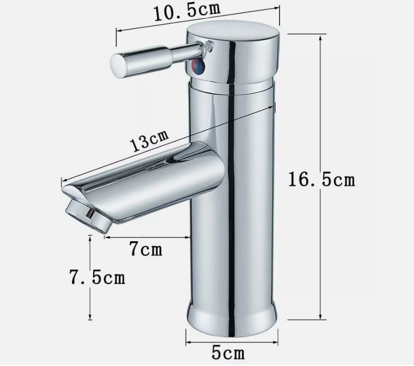 Cylindrical Chrome Basin Tap | Single Lever Brass Bathroom Mixer