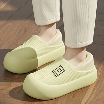 Women’s Fleece Winter Slippers – Non-Slip Cartoon Bear House Shoes