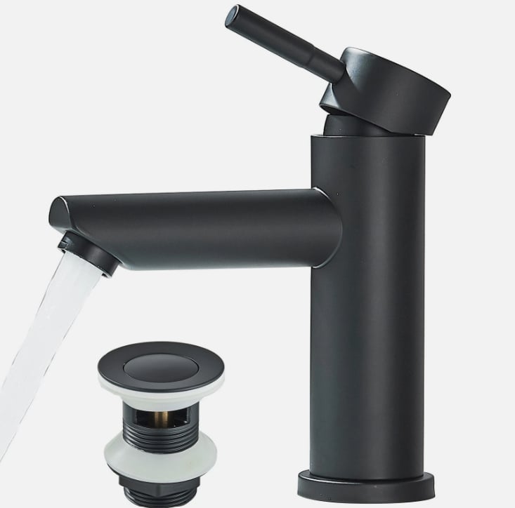 Matte Black Basin Tap | Single Lever Brass Mixer | Pop-Up Waste Included