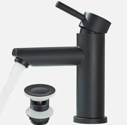 Matte Black Basin Tap | Single Lever Brass Mixer | Pop-Up Waste Included