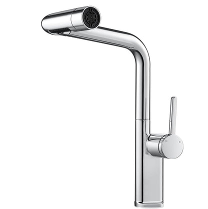 Modern 5-Mode Kitchen Tap | Brass Pull-Down Mixer | Chrome & Brushed Nickel