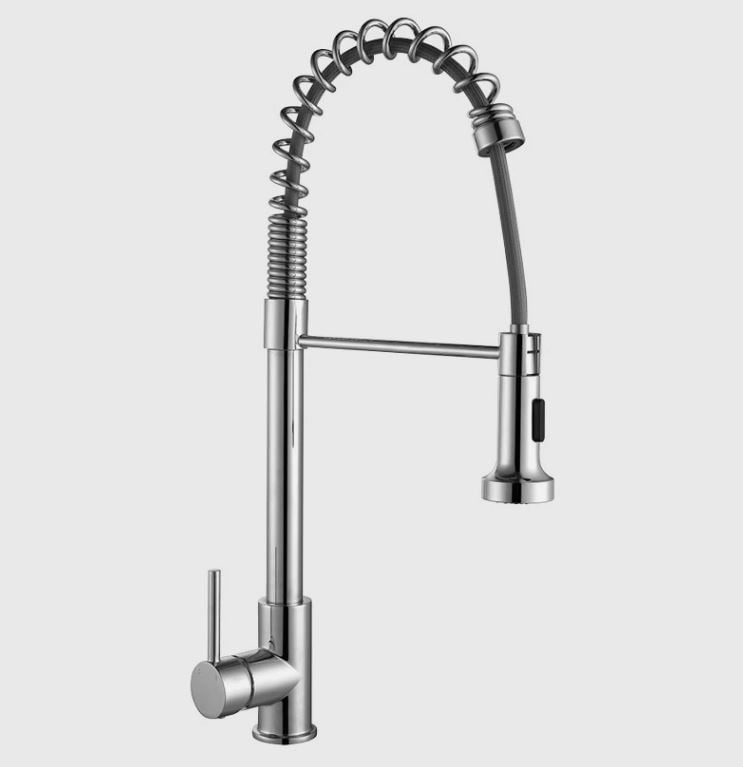 Kitchen Sink Mixer Tap Pull Down Sprayer Chrome Stainless Steel Single Handle Lever