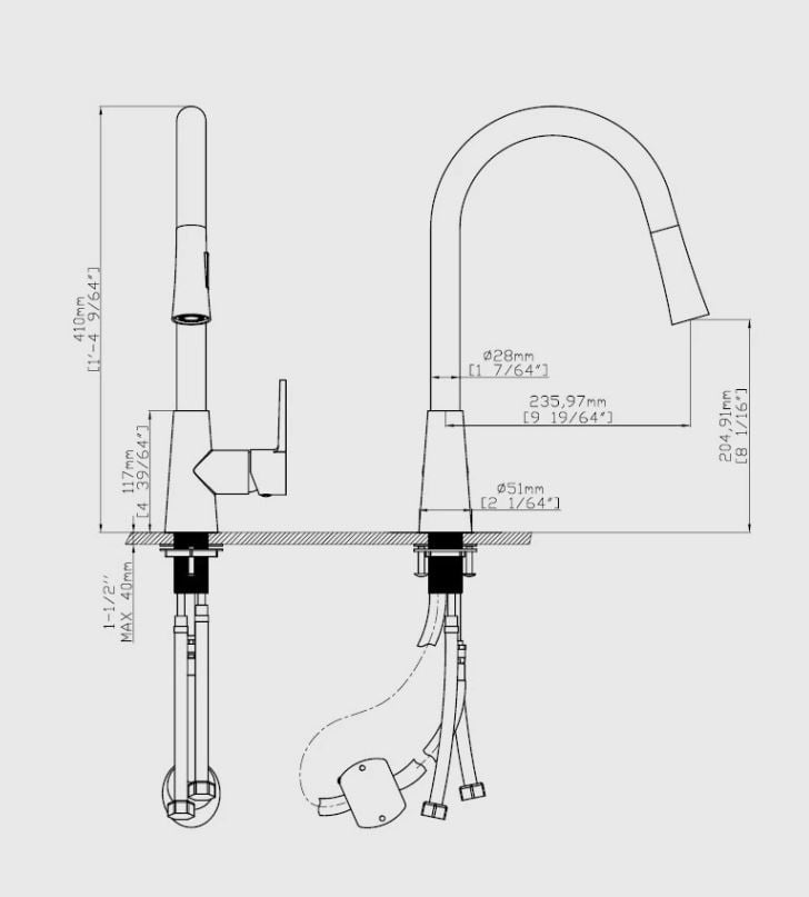 Pull-out Kitchen Tap Stainless Steel Chrome Faucet Single Lever