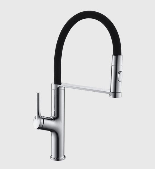 Modern Pull-Down Kitchen Faucet with Flexible Hose Chrome Tap