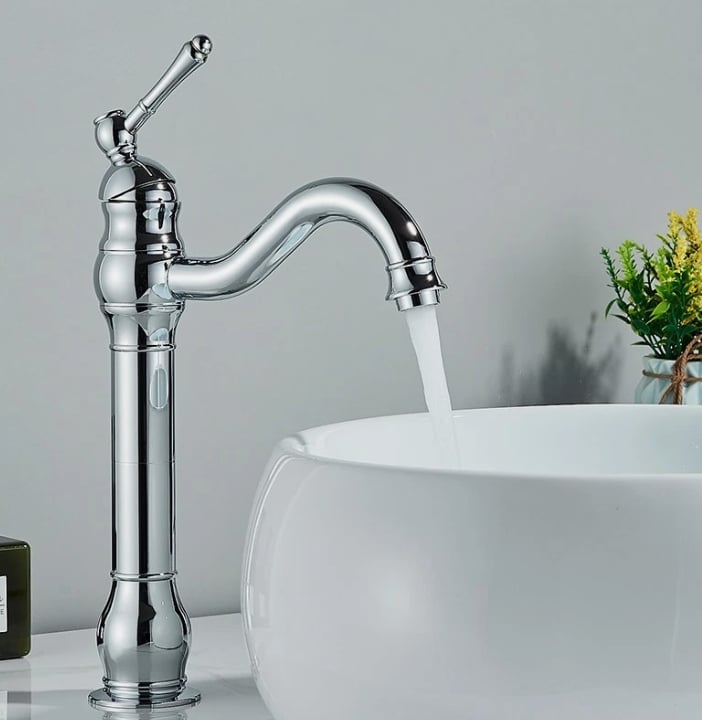 Basin Tap Retro 360 Swivel Bathroom Sink Faucet Single Lever Mixer Gold/Silver