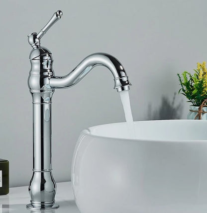 Basin Tap Retro 360 Swivel Bathroom Sink Faucet Single Lever Mixer Gold/Silver