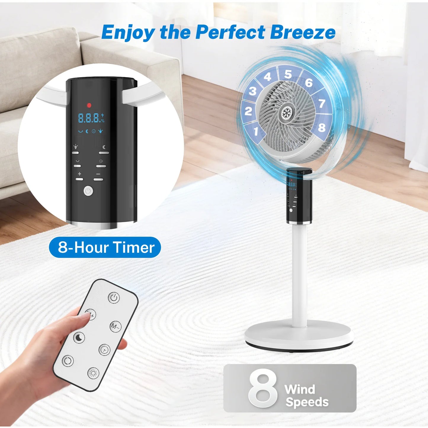 Rechargeable Pedestal Fan - LED display