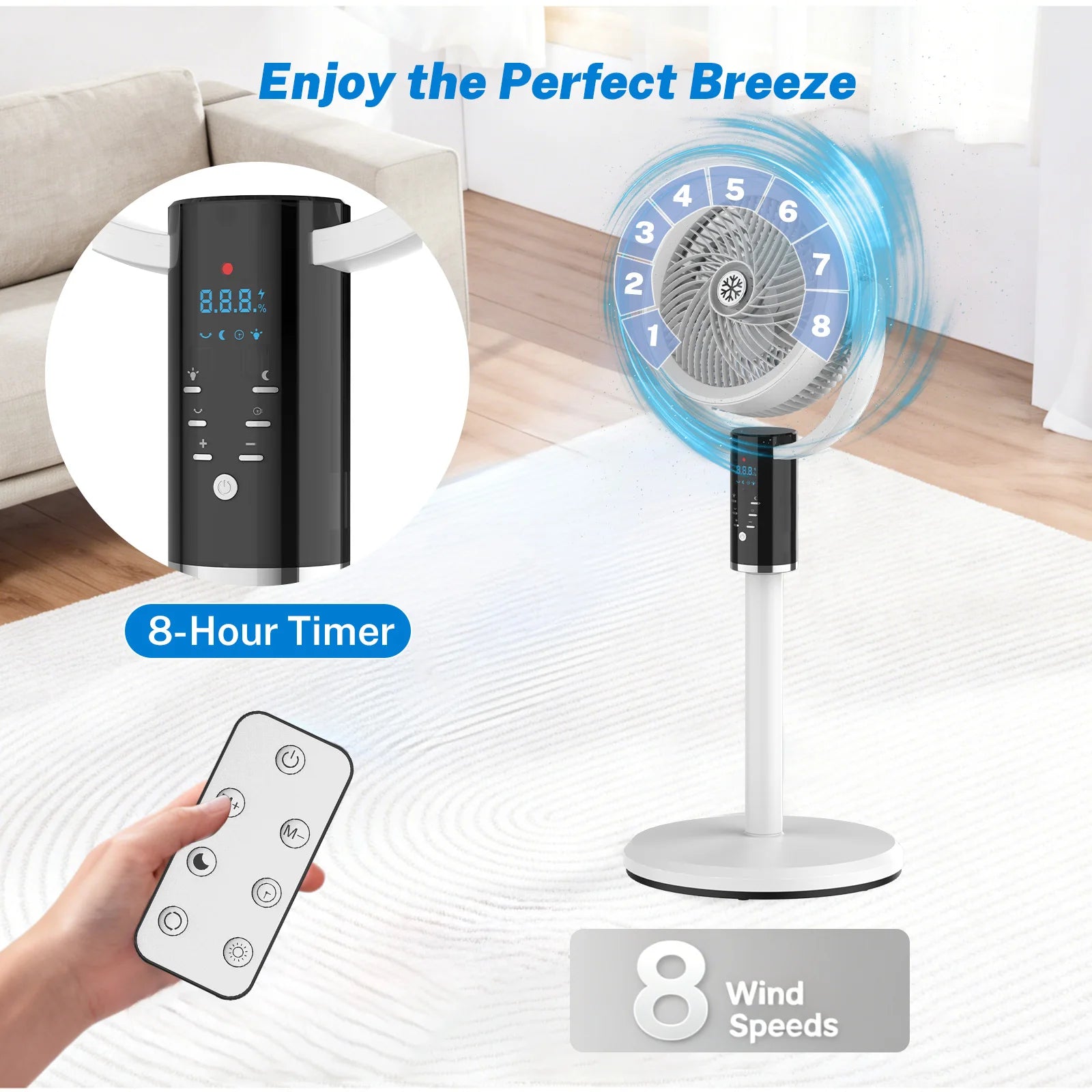 Rechargeable Pedestal Fan - LED display