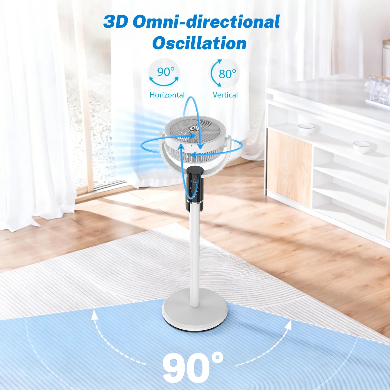 Rechargeable Pedestal Fan 6000mAh - oscillating