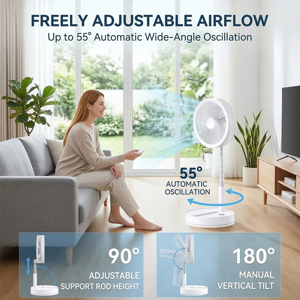 9 Inch Portable Fan Telescopic - rechargeable