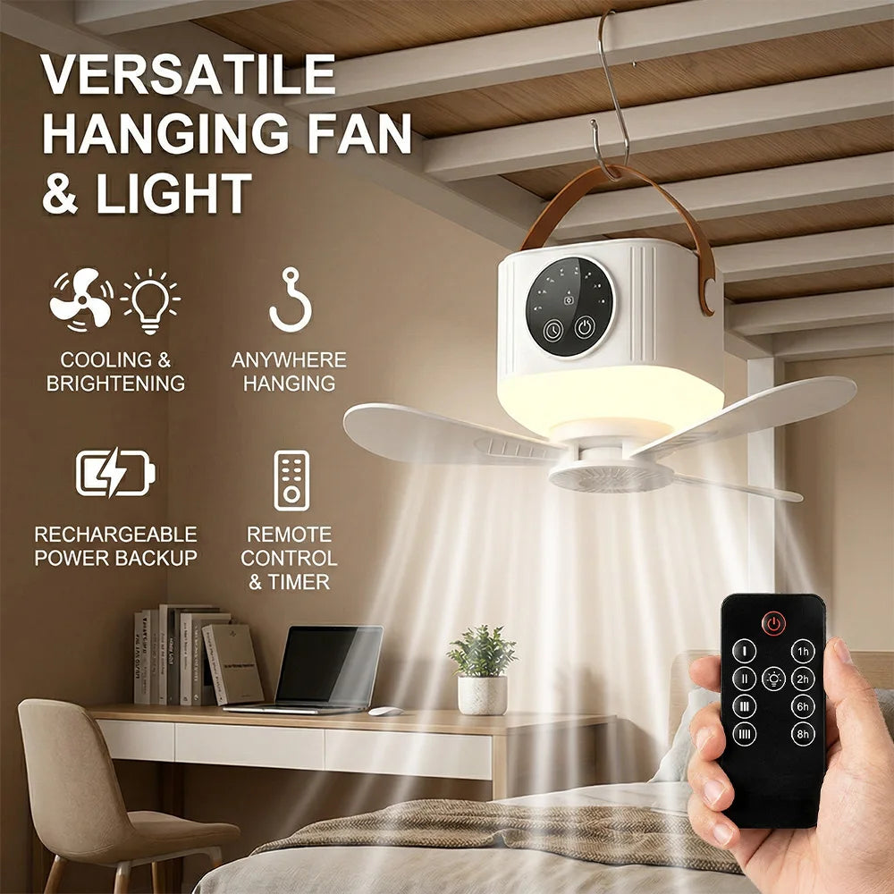 Rechargeable Hanging Ceiling Fan - camping tent