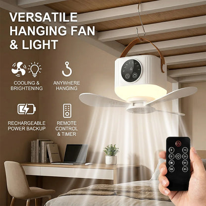 Rechargeable Hanging Ceiling Fan - camping tent