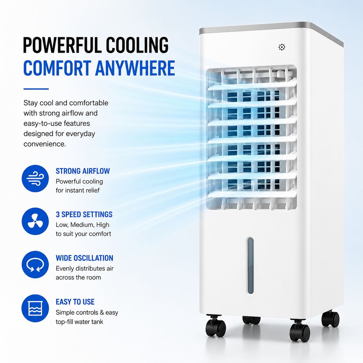 Portable Air Cooler Fan Remote Control - cool bedroom