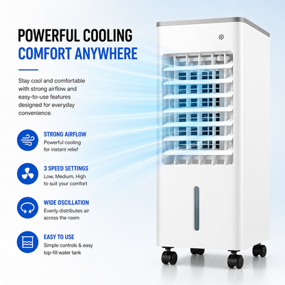 Portable Air Cooler Fan Remote Control - cool bedroom